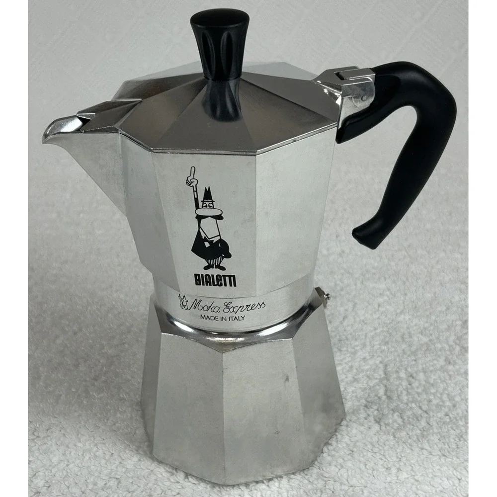 EUC Bialetti Moka Express Cup Espresso Coffee Pot Stovetop Italy Italian, 6 Cup